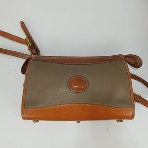 Vintage Dooney And  Bourke Brown and Tan Crossbody Bag  with Leather Accents